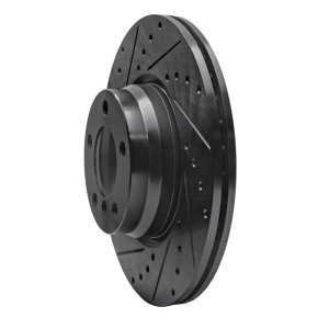 BMW 228i Brake Rotor (1) - Front Left - R1 Concepts - Drilled & Slotted - Black - `12-`18